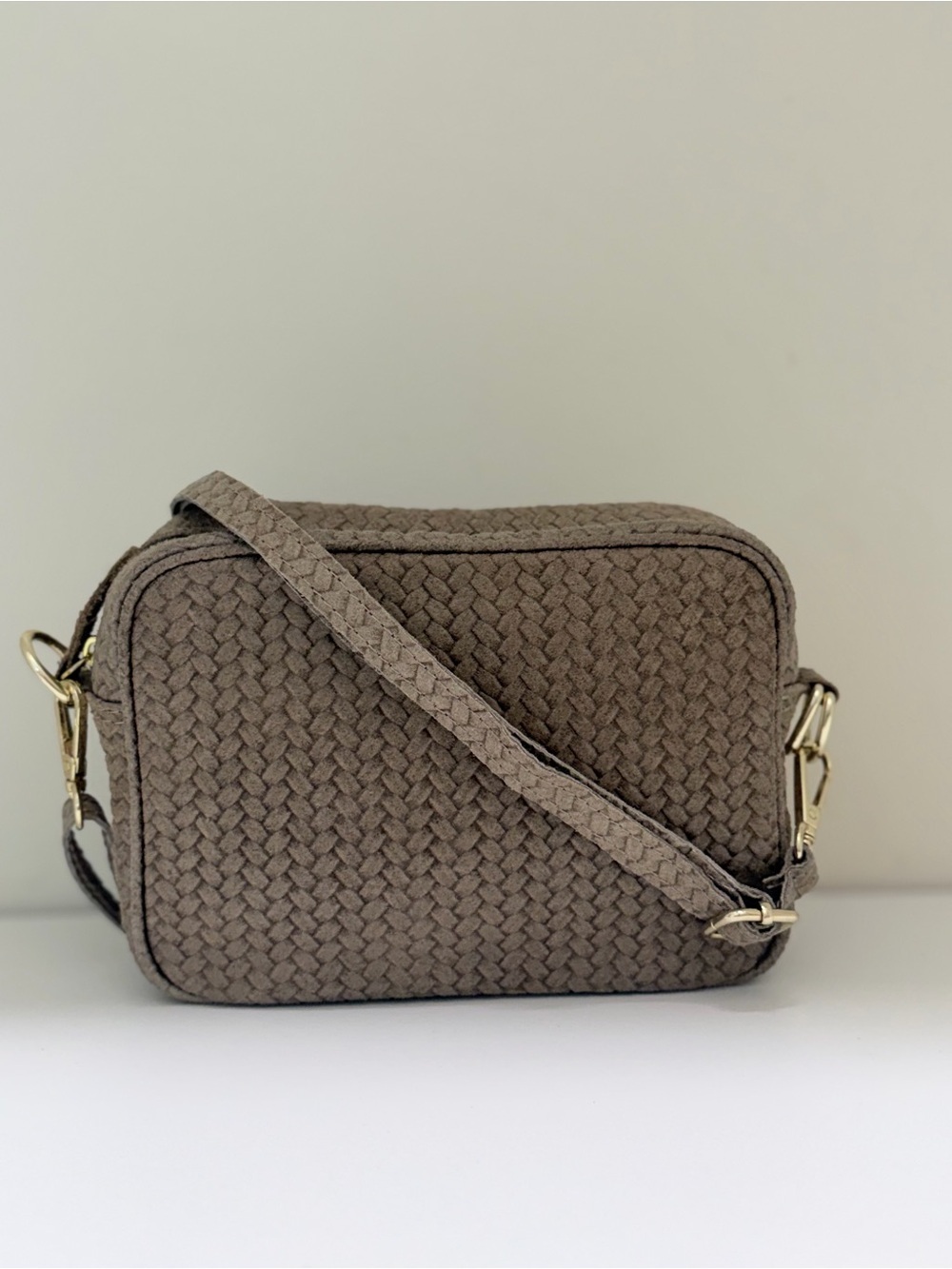 ELIE BEAUMONT LONDON Woven Leather Crossbody Purse Bag Made In Italy